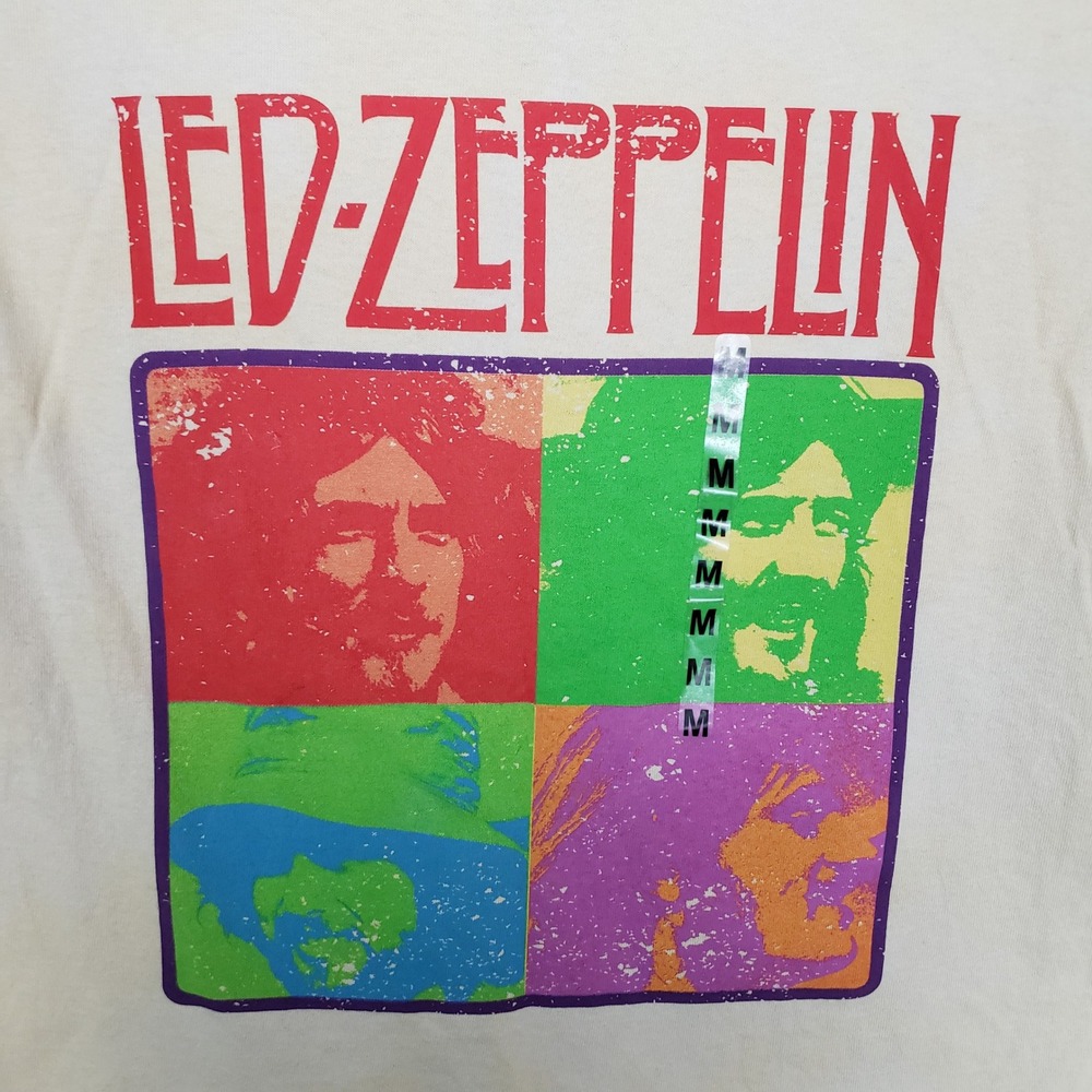 Led Zeppelin Band Tee Four Square Pop Art Graphic Colorful Boxy Crop Size M NEW
